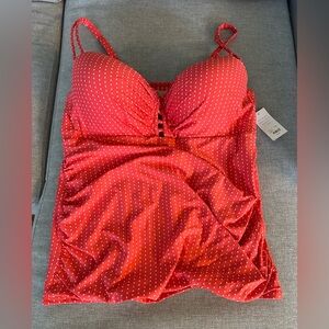 NWT Orange Polka Dot Women's Swim Tankini Top